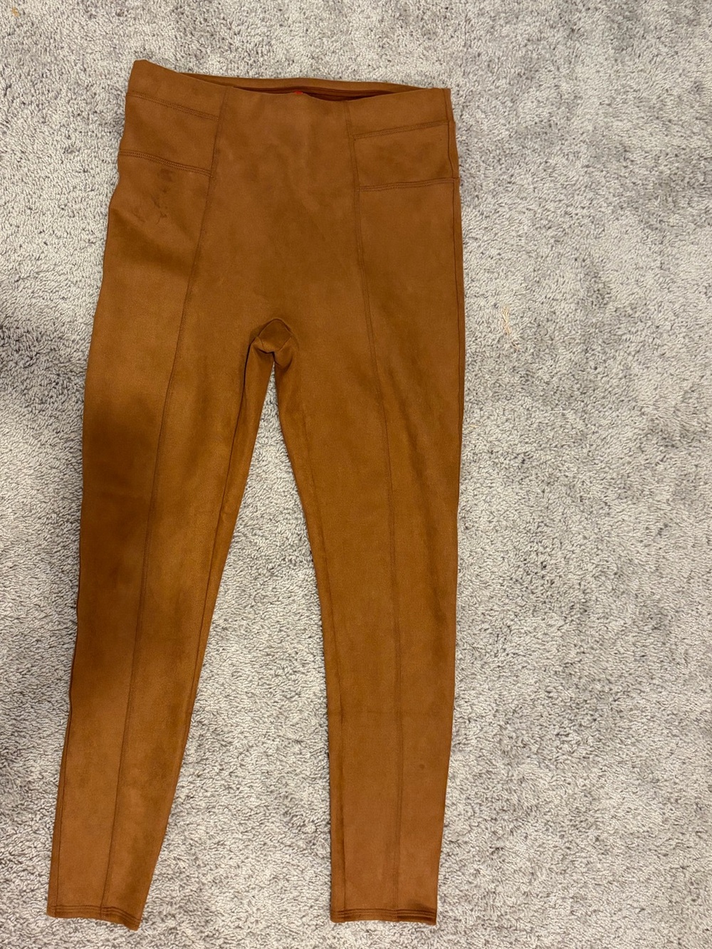 Spanx Faux Suede Leggings Camel Brown High Waist L